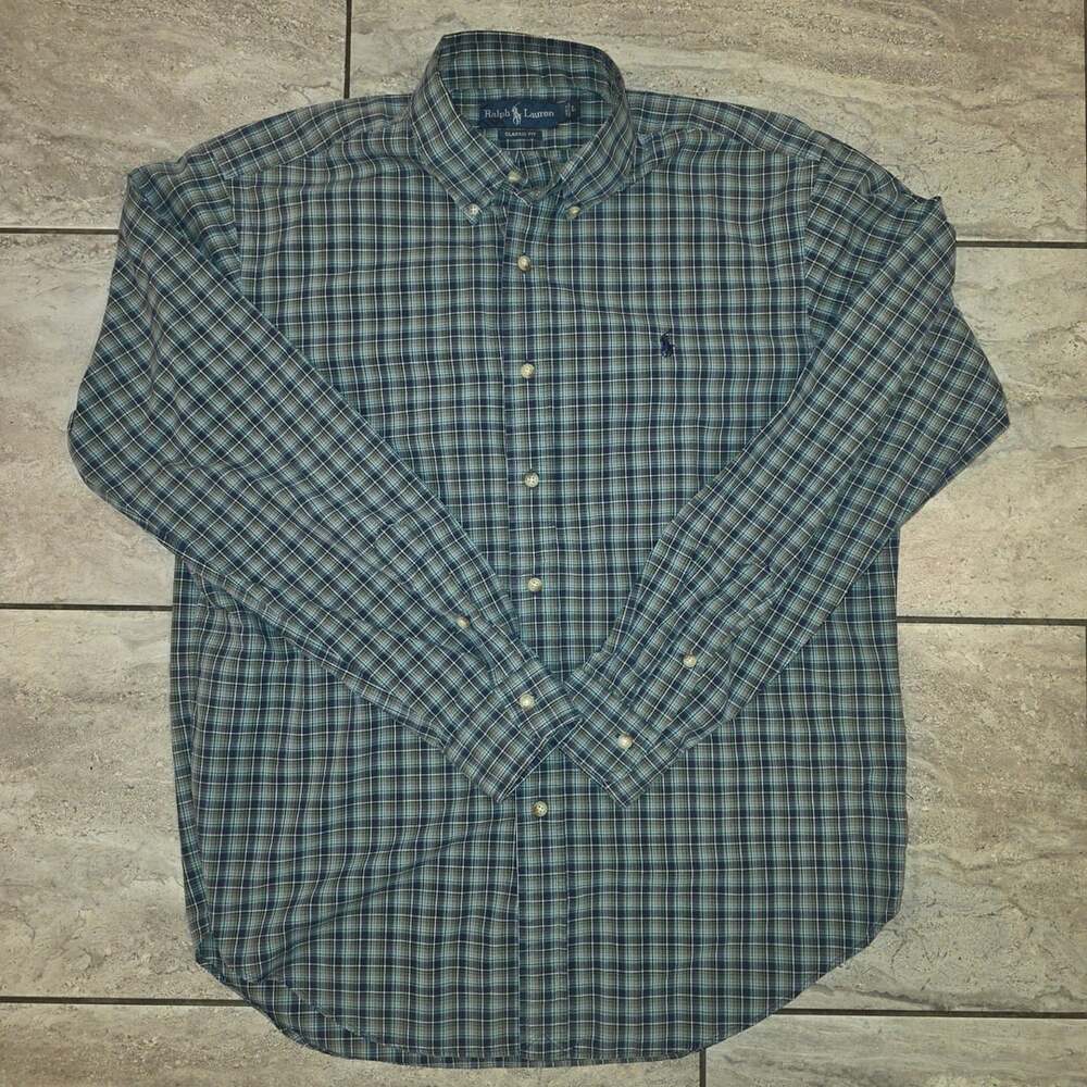 Ralph Lauren Classic Fit Plaid Button Down Shirt Size L